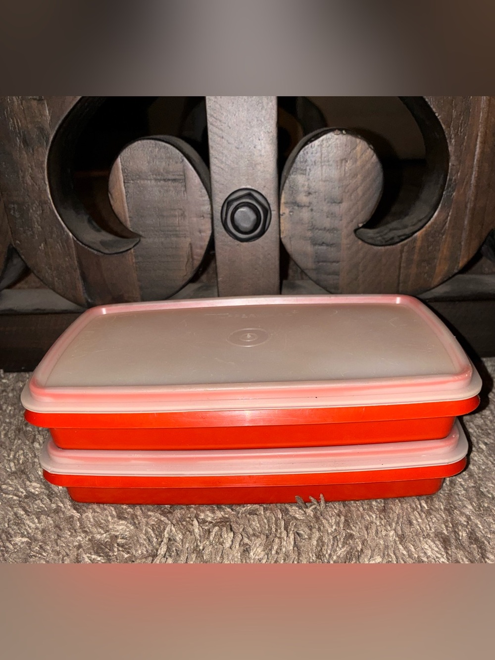 2 Tupperware Paprika (Orange-Red) Deli Keepers